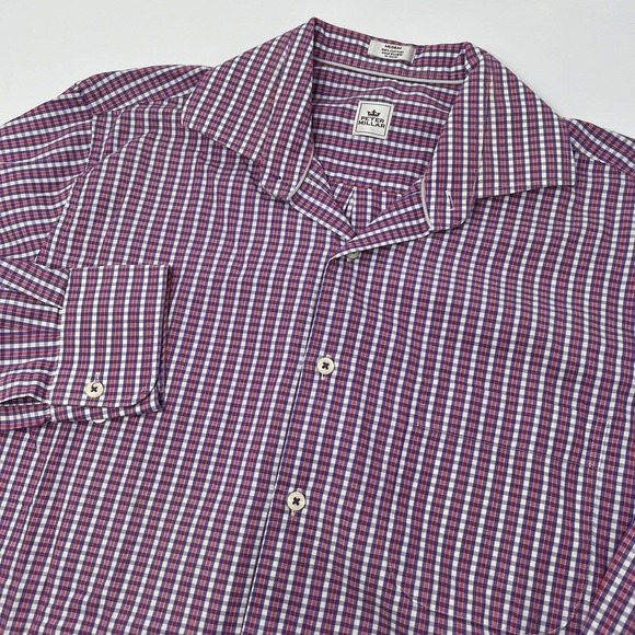 Peter Millar Button Shirt Mens Medium Button Down Long Sleeve Plaid Purple Red - Picture 1 of 7